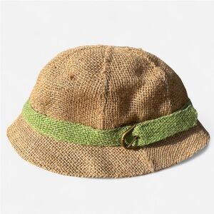 👒 100% Jute Burlap Sun Hat with Green Band